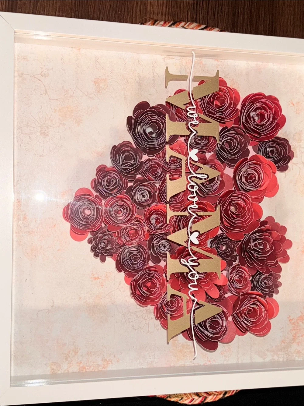 Love Heart Red Paper Rose Wall Art
